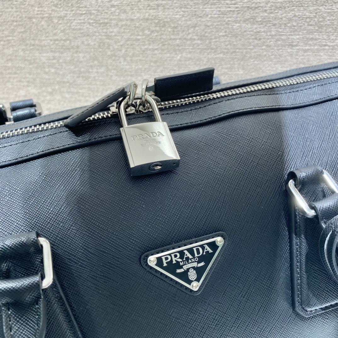 50CM 普拉达 PRADA Saffiano 手提旅行包 黑色 皮质  H0-2VC034_9Z2_F0002_V_OOO