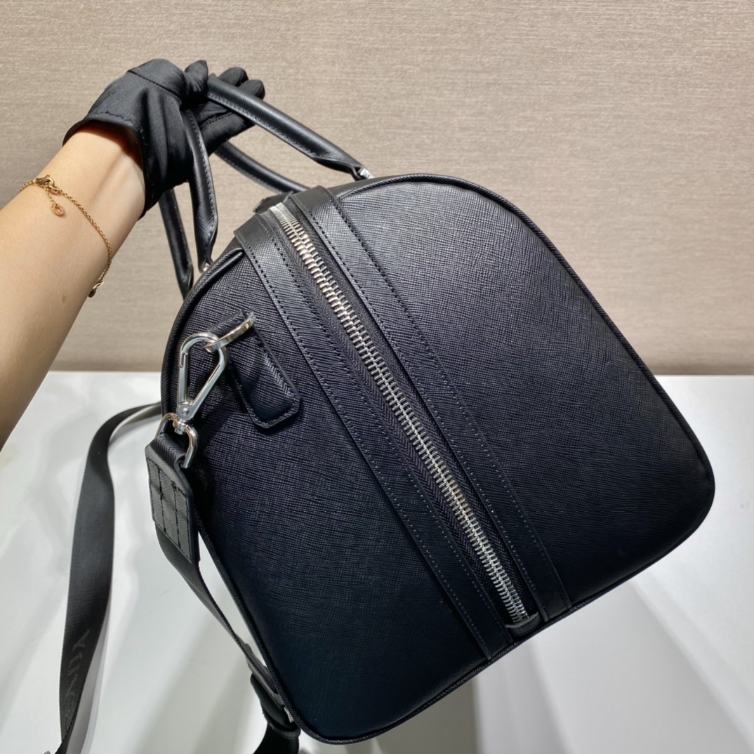 50CM 普拉达 PRADA Saffiano 手提旅行包 黑色 皮质  H0-2VC034_9Z2_F0002_V_OOO