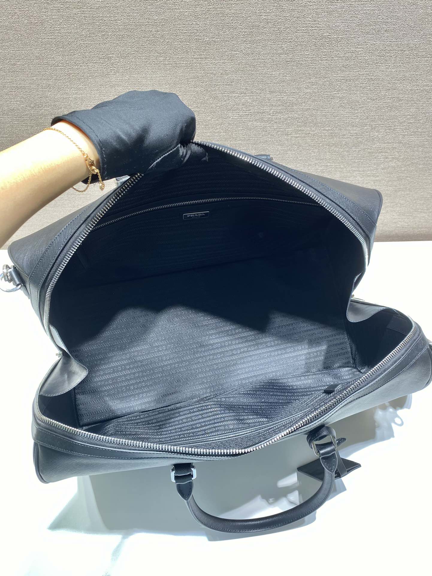 50CM 普拉达 PRADA Saffiano 手提旅行包 黑色 皮质  H0-2VC034_9Z2_F0002_V_OOO