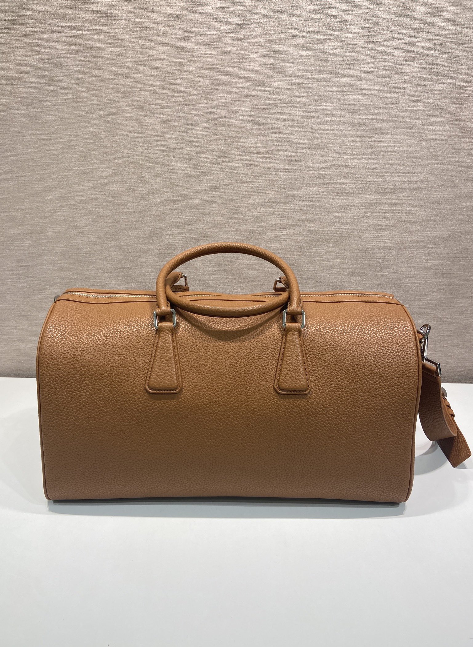 50CM 普拉达 PRADA Saffiano 手提旅行包 焦糖色 荔枝皮质  J0-2VC048_2BBE_F0046