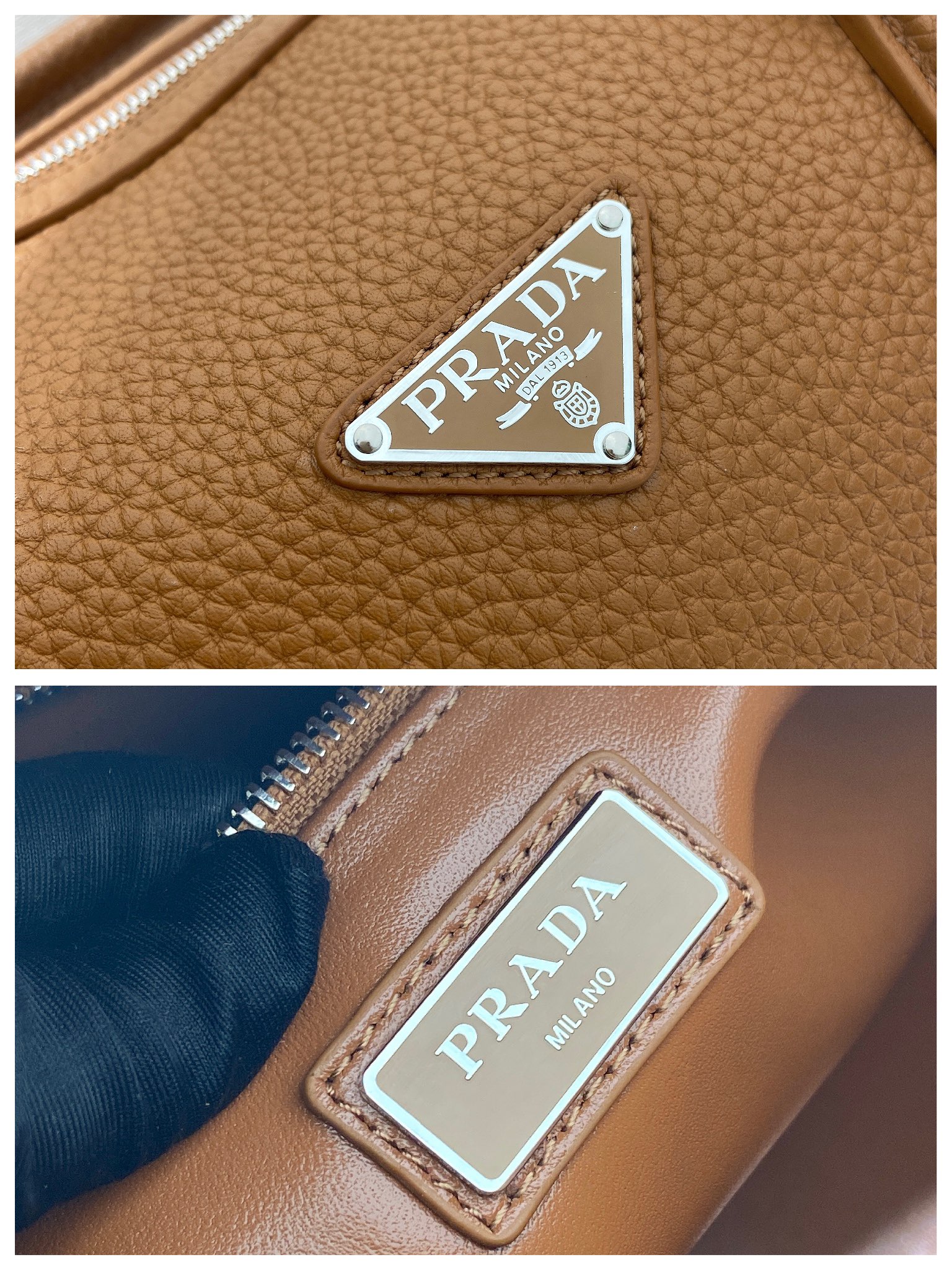 50CM 普拉达 PRADA Saffiano 手提旅行包 焦糖色 荔枝皮质  J0-2VC048_2BBE_F0046