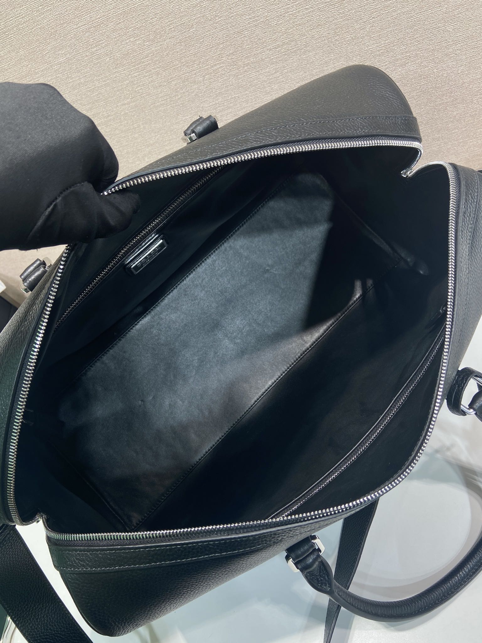 50CM 普拉达 PRADA Saffiano 手提旅行包 黑色 荔枝皮质  J0-2VC048 