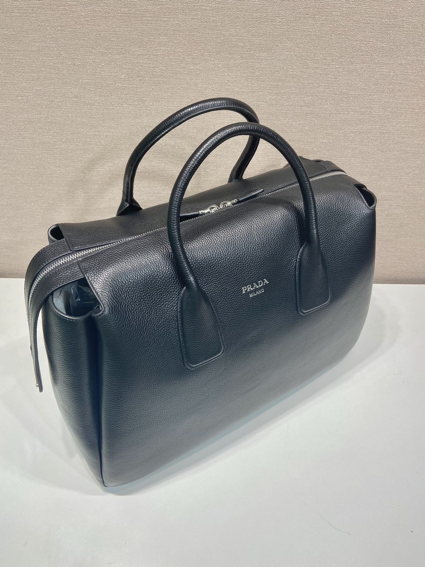 51CM 普拉达 PRADA 手提旅行包 黑色 荔枝皮质  J0-2VC035_2BBE_F0002