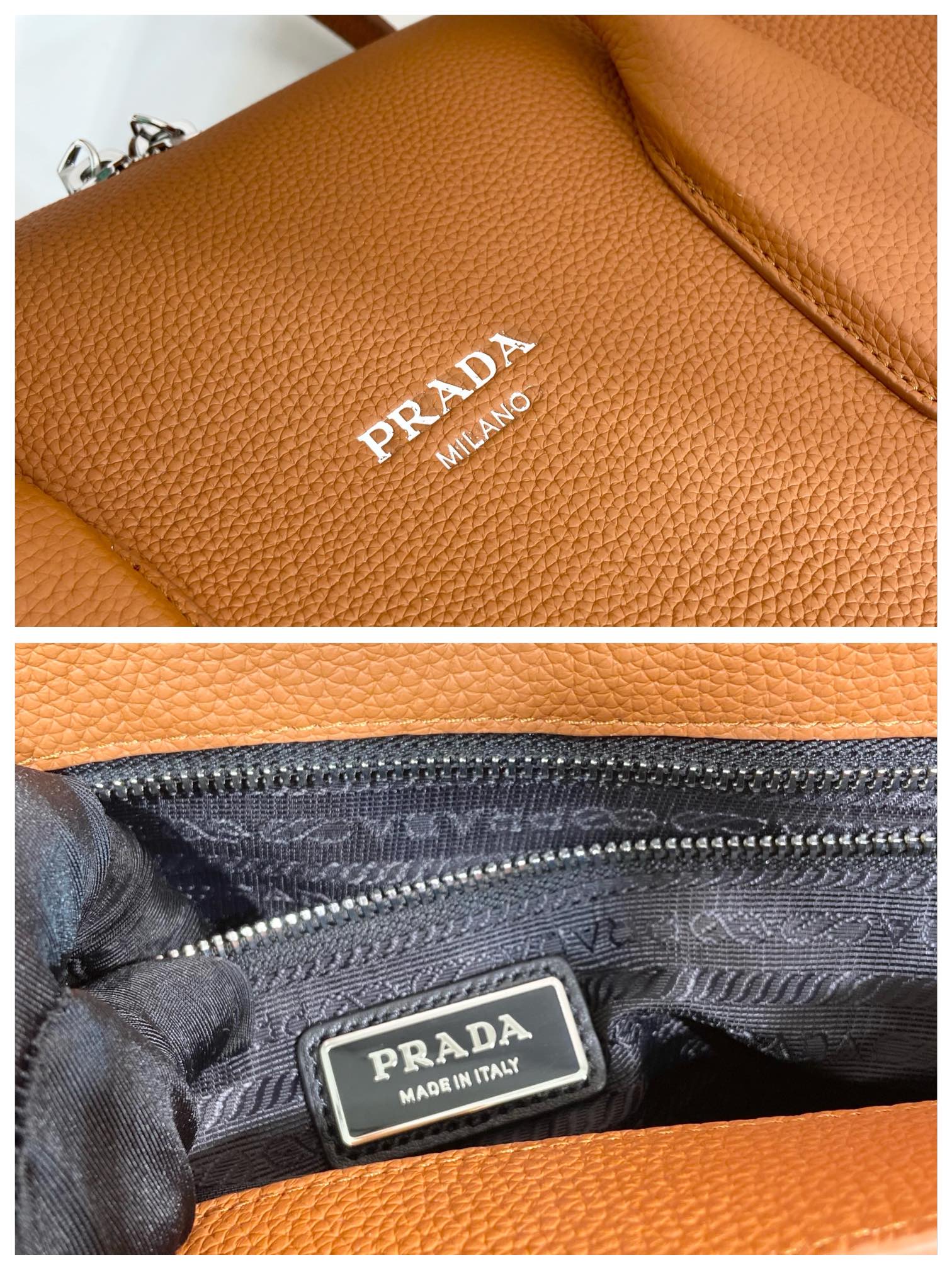 51CM 普拉达 PRADA 手提旅行包 焦糖色 荔枝皮质  J0-2VC035_2BBE_F098L_V_OOO