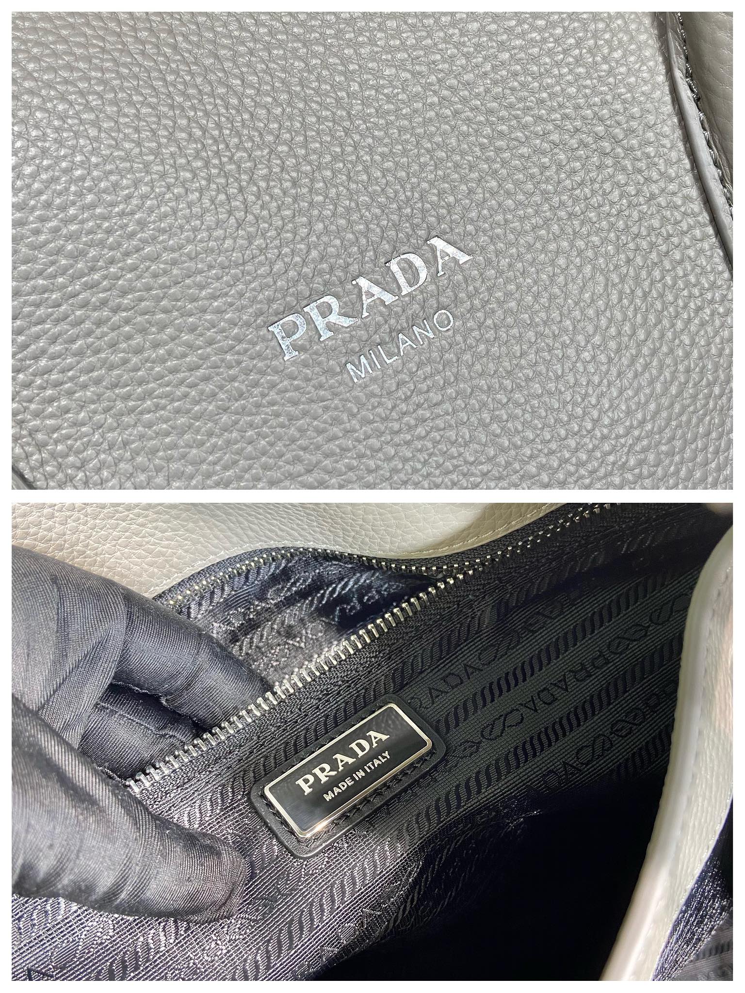 51CM 普拉达 PRADA 手提旅行包 灰色 荔枝皮质  J0-2VC035_2BBE_F0K44_V_OOO