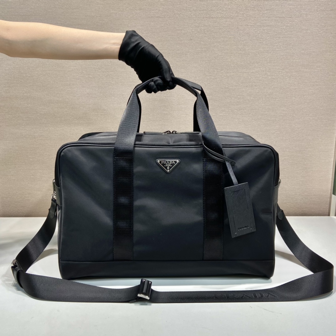 普拉达 PRADA Re-Nylon 手提旅行包 灰色 荔枝皮质  H0-2VC042_2DMH_F0002_VOOO
