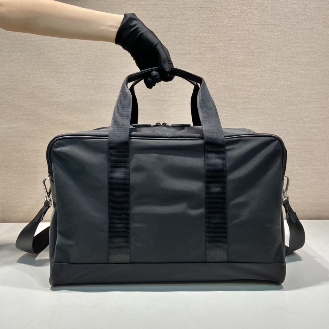 普拉达 PRADA Re-Nylon 手提旅行包 灰色 荔枝皮质  H0-2VC042_2DMH_F0002_VOOO