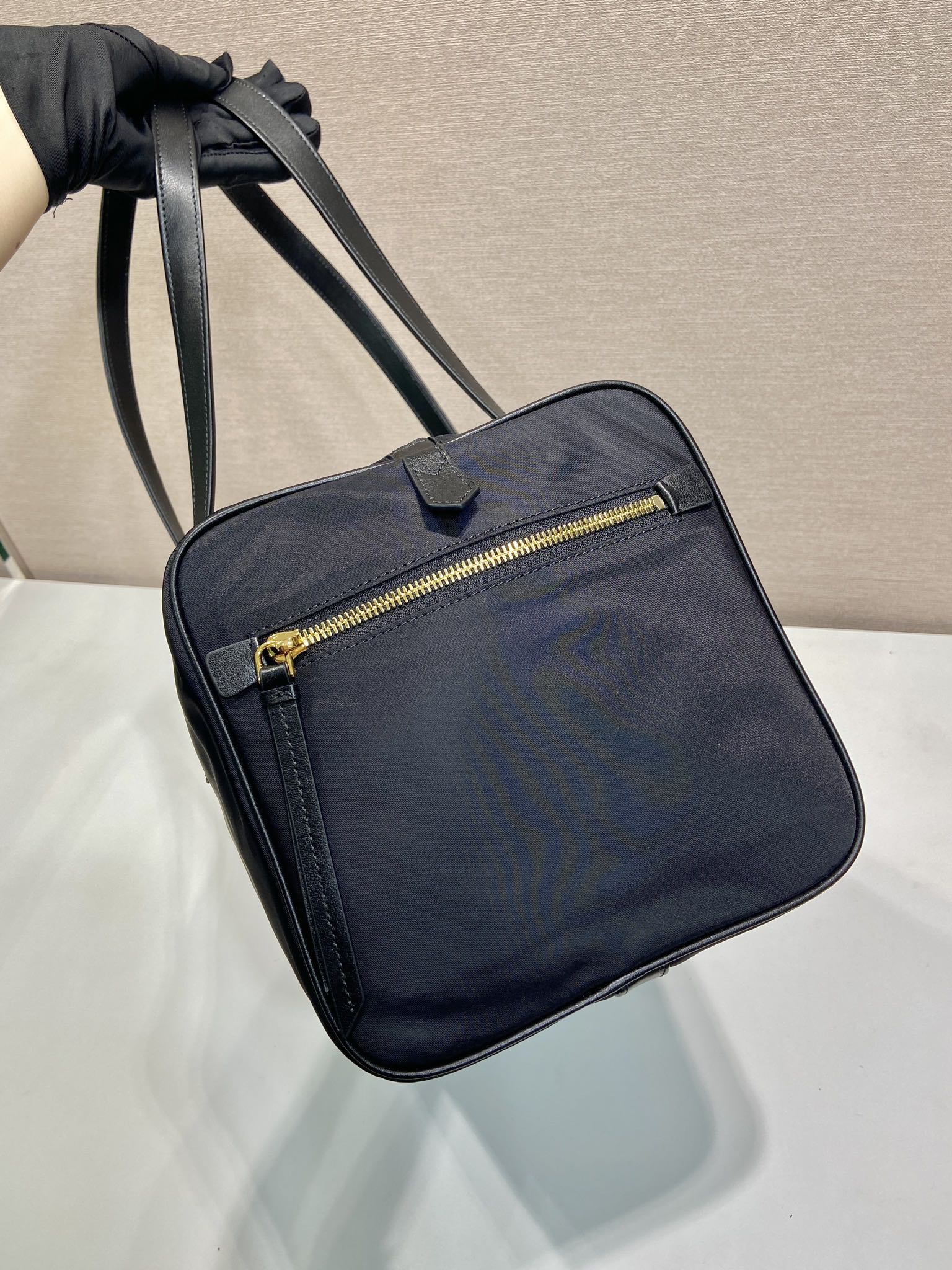 40CM 普拉达 PRADA Re-Nylon 手提旅行包 黑色 尼龙  H0-1BB135_RDLN_F0002
