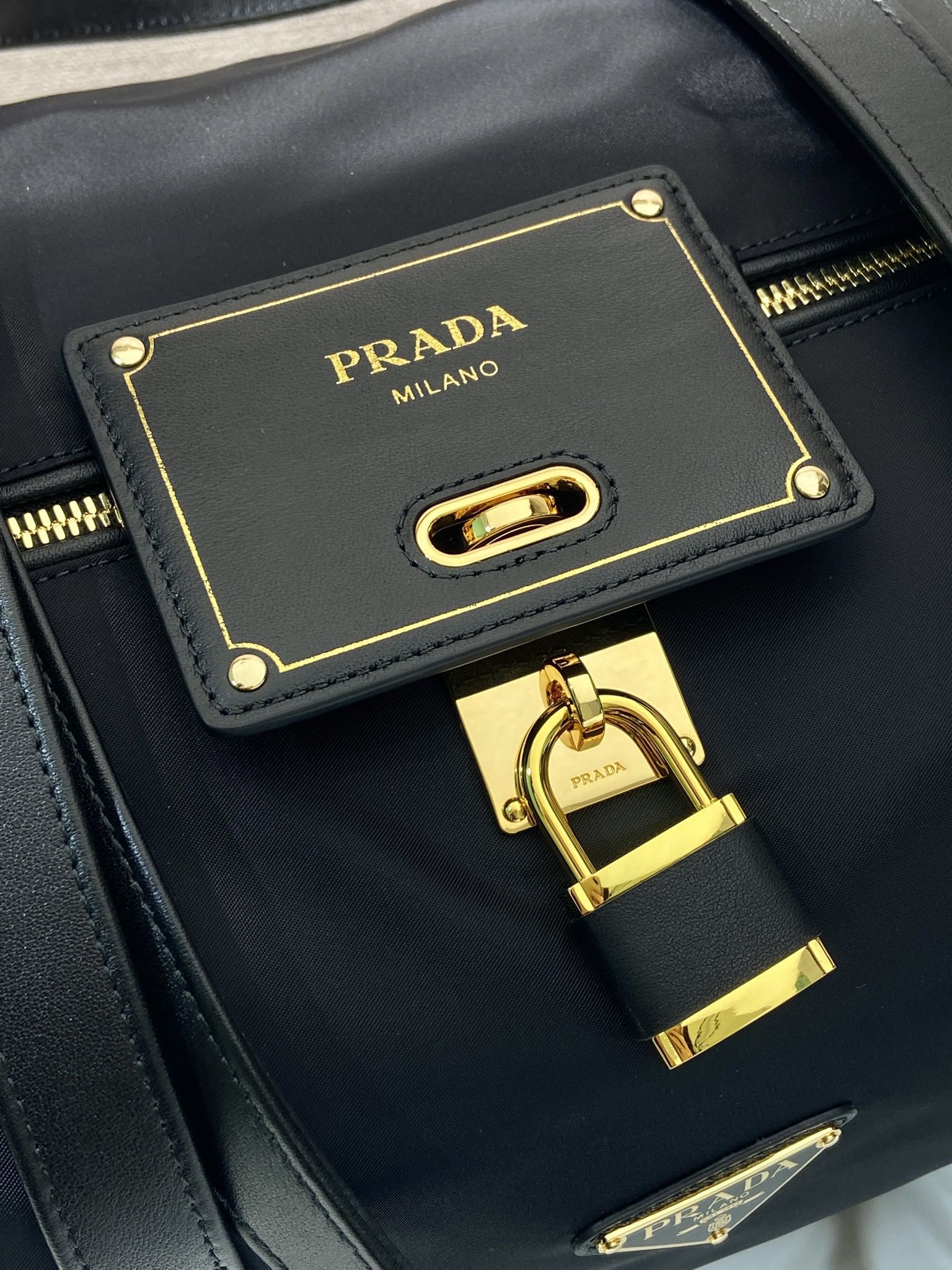 40CM 普拉达 PRADA Re-Nylon 手提旅行包 黑色 尼龙  H0-1BB135_RDLN_F0002