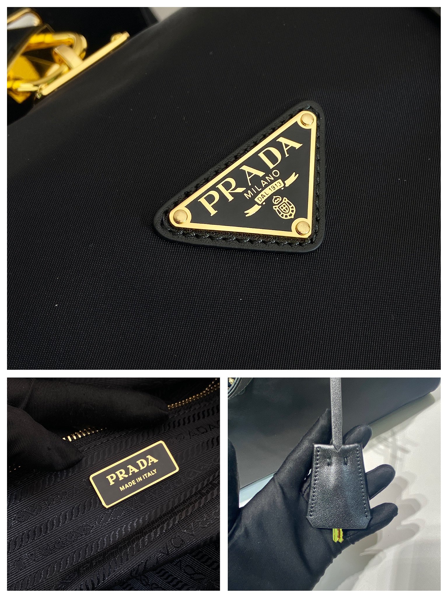 40CM 普拉达 PRADA Re-Nylon 手提旅行包 黑色 尼龙  H0-1BB135_RDLN_F0002