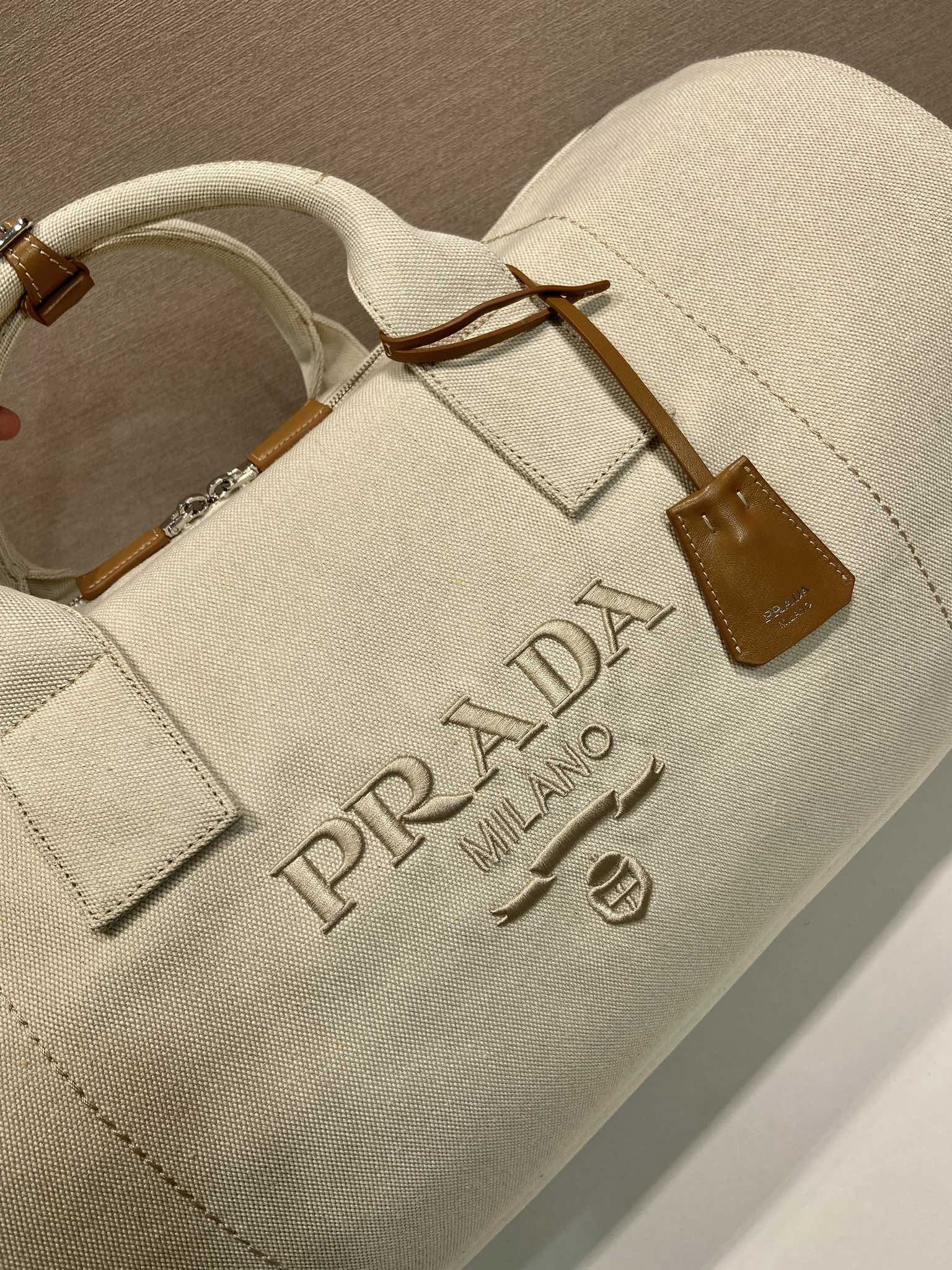 普拉达 PRADA  手提旅行包 白色 棉  F0-2VC051_2CX9_F0018_V_OOO