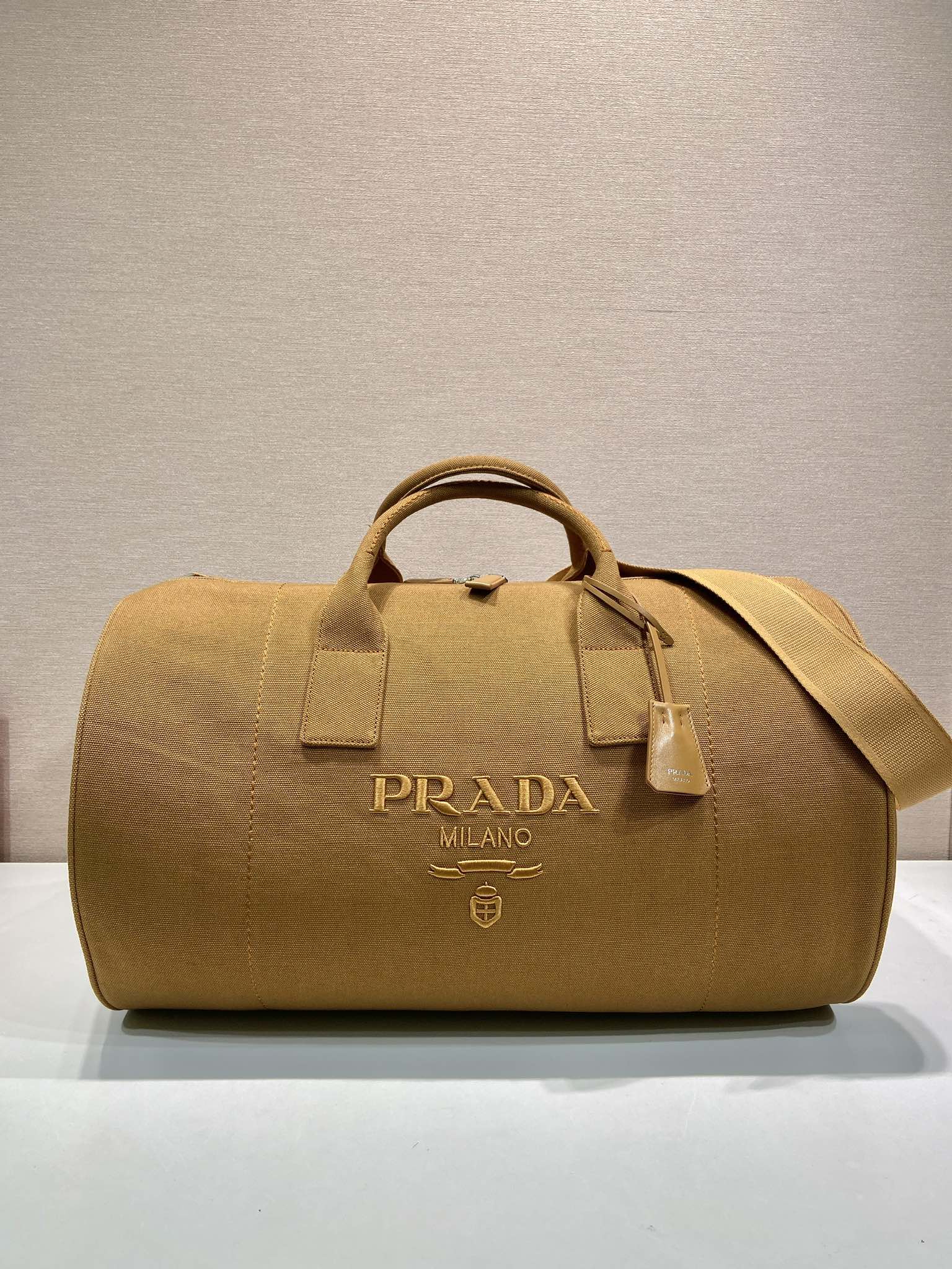 普拉达 PRADA  手提旅行包 焦糖色 棉  F0-2VC051_2CYA_F04MO