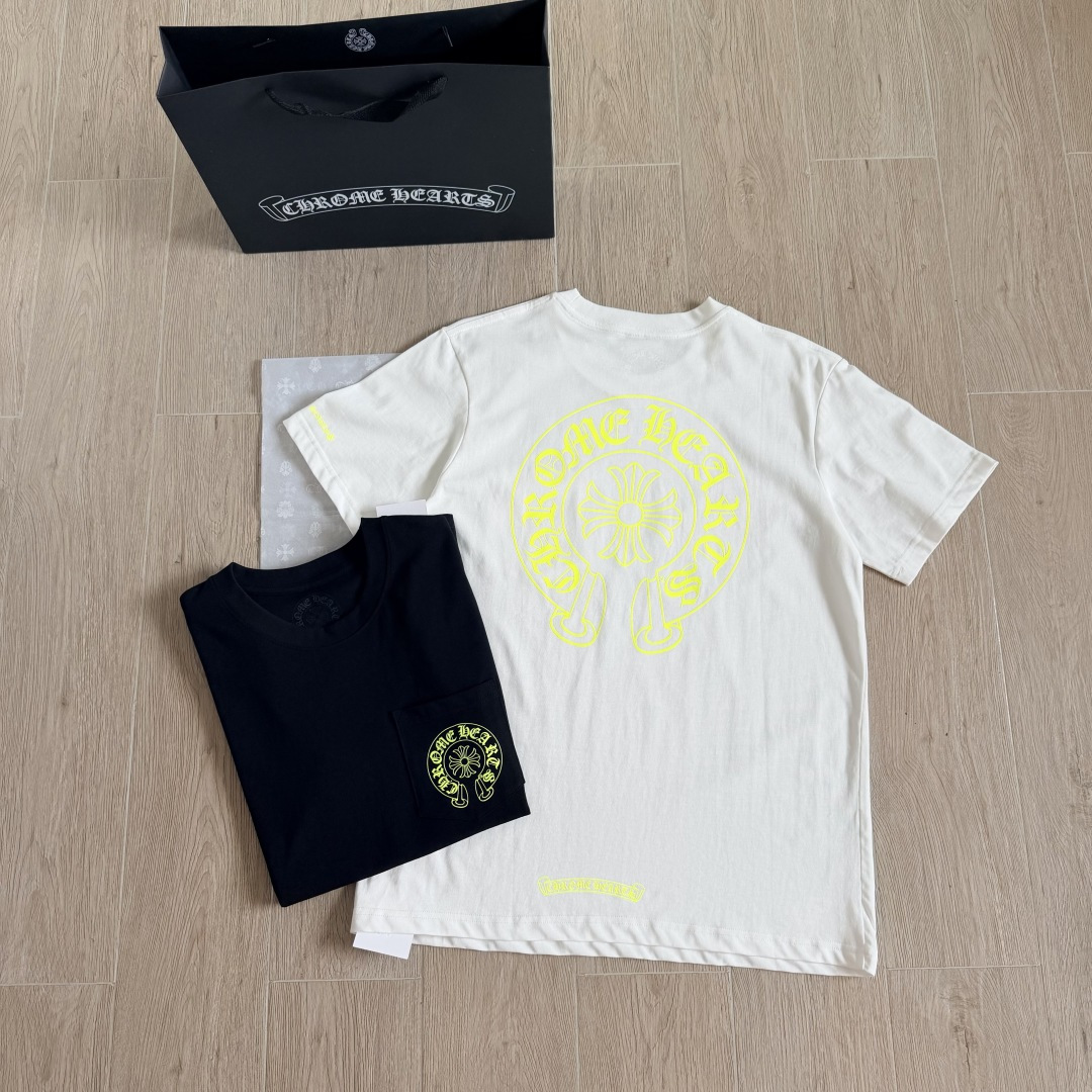 Chrome Hearts CH 克罗心  圆领 短袖 T恤  马蹄 A0  26 荧光黄 