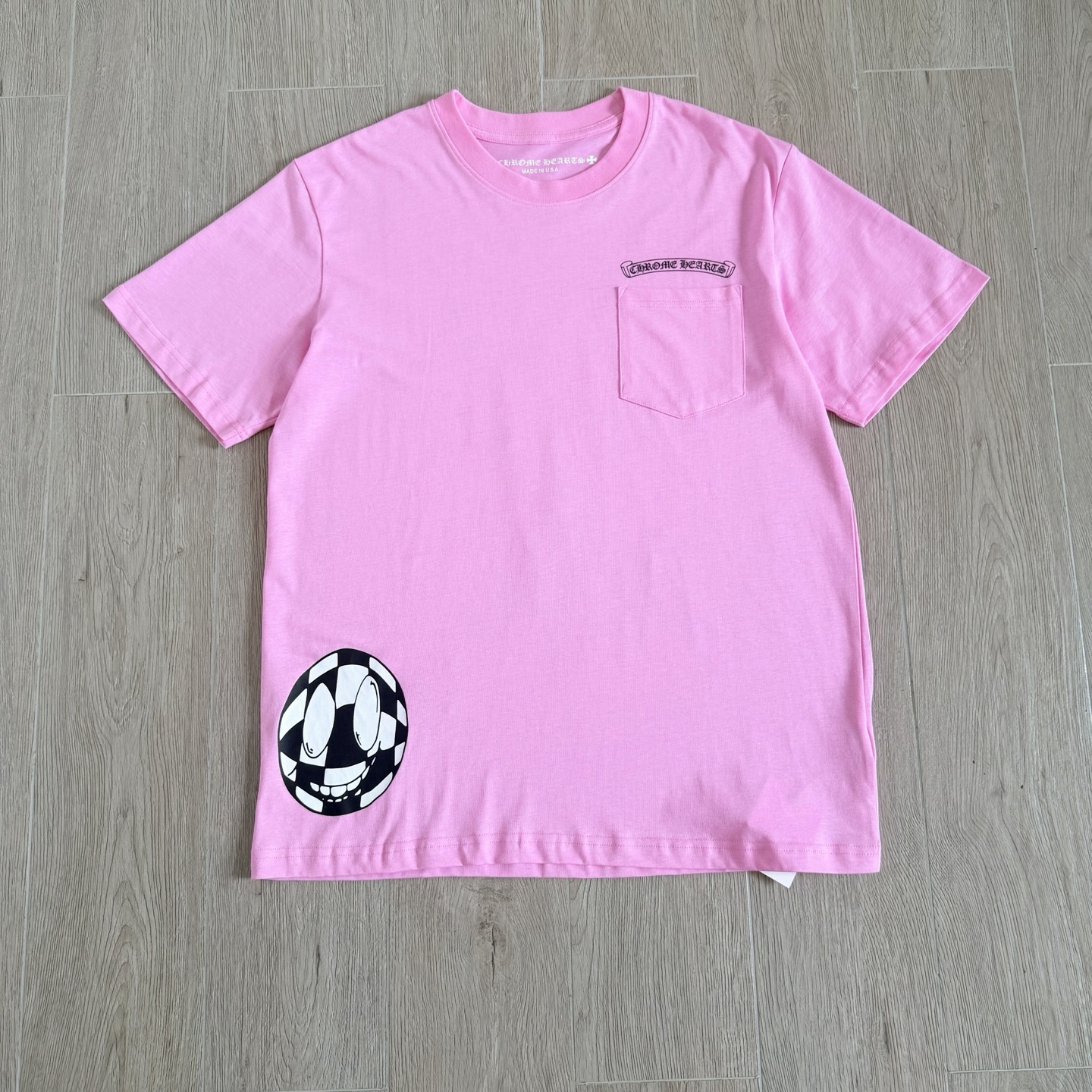 Chrome Hearts CH 克罗心  圆领短袖 T恤 十字架足球 粉色  A0  