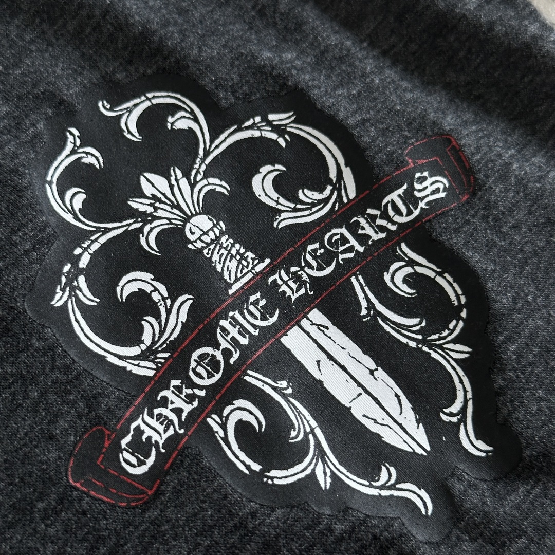 Chrome Hearts CH 女款 克罗心V领修身  短袖 T恤 藤蔓十字架  深灰色