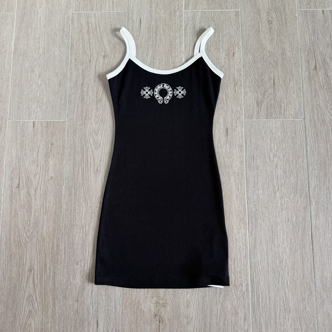 Chrome Hearts CH 女款 复古 横幅十字架 马蹄 弹性 吊带裙 女款