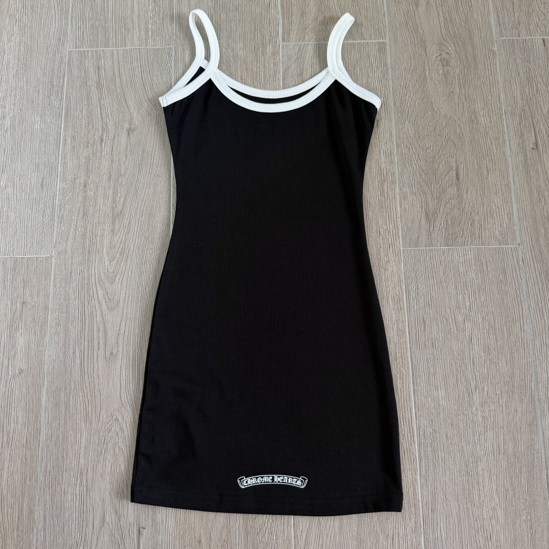 Chrome Hearts CH 女款 复古 横幅十字架 马蹄 弹性 吊带裙 女款