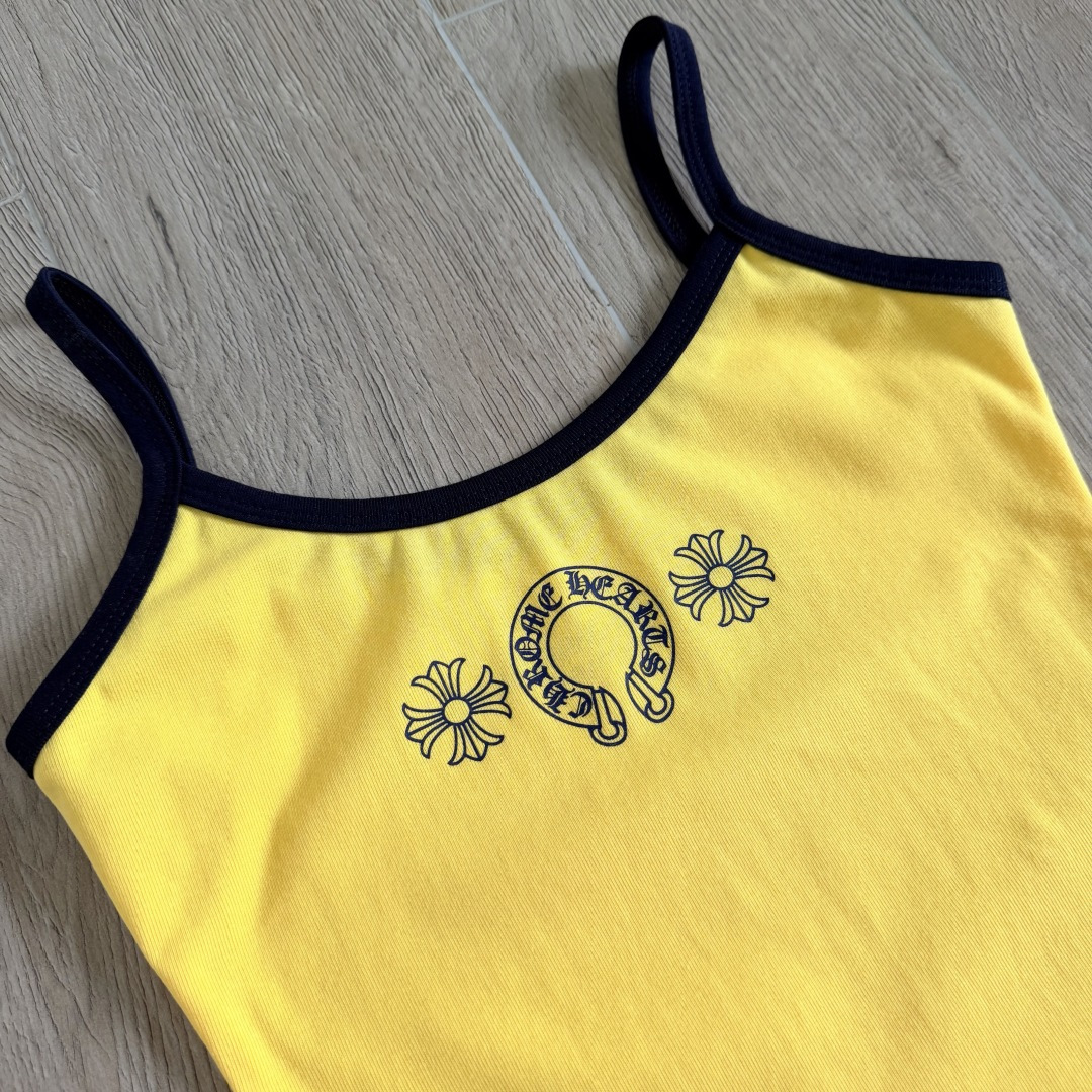 Chrome Hearts CH 女款 复古 横幅十字架 马蹄 弹性 吊带背心 短款
