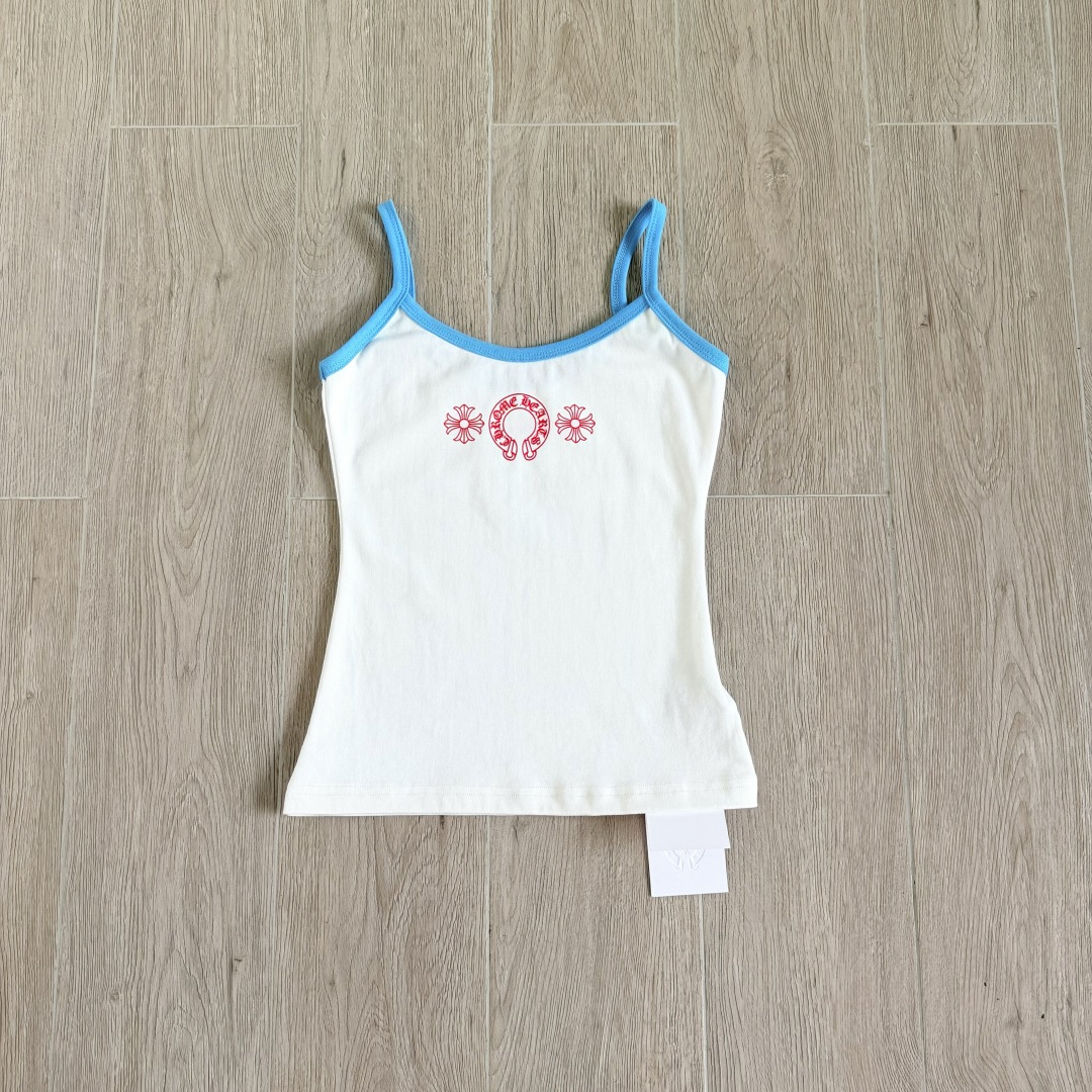 Chrome Hearts CH 女款 复古 横幅十字架 马蹄 弹性 吊带背心 短款