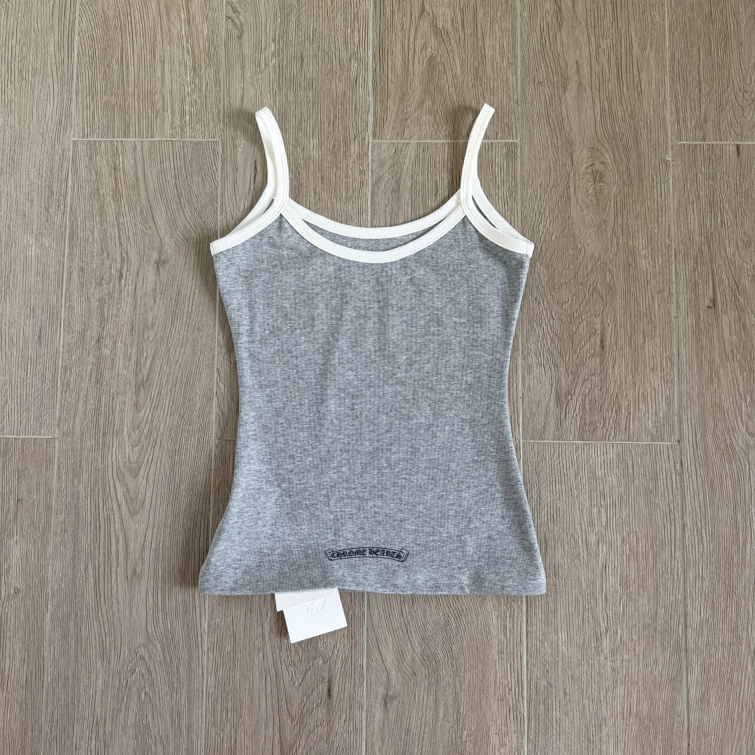 Chrome Hearts CH 女款 复古 横幅十字架 马蹄 弹性 吊带背心 短款