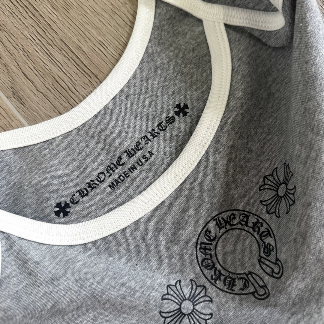 Chrome Hearts CH 女款 复古 横幅十字架 马蹄 弹性 吊带背心 短款