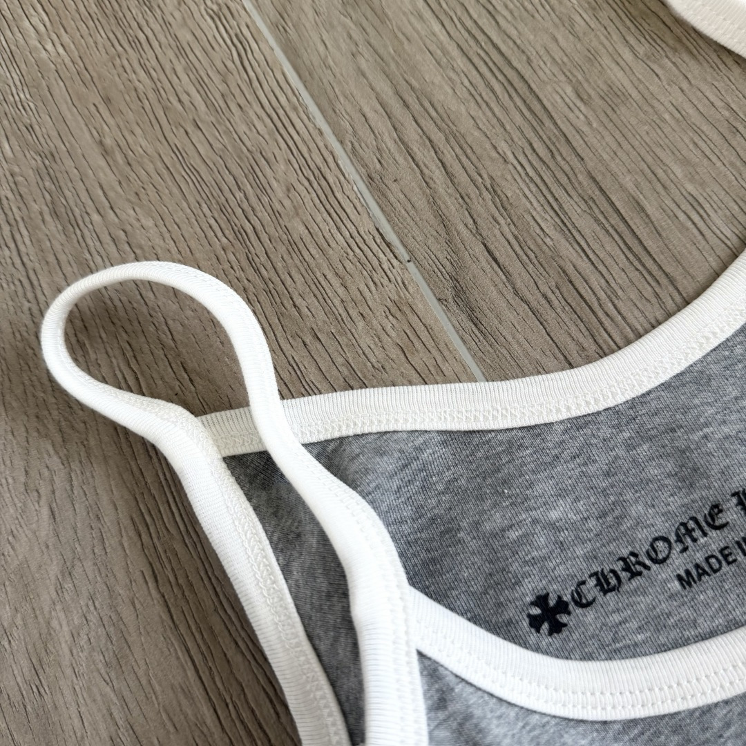 Chrome Hearts CH 女款 复古 横幅十字架 马蹄 弹性 吊带背心 短款