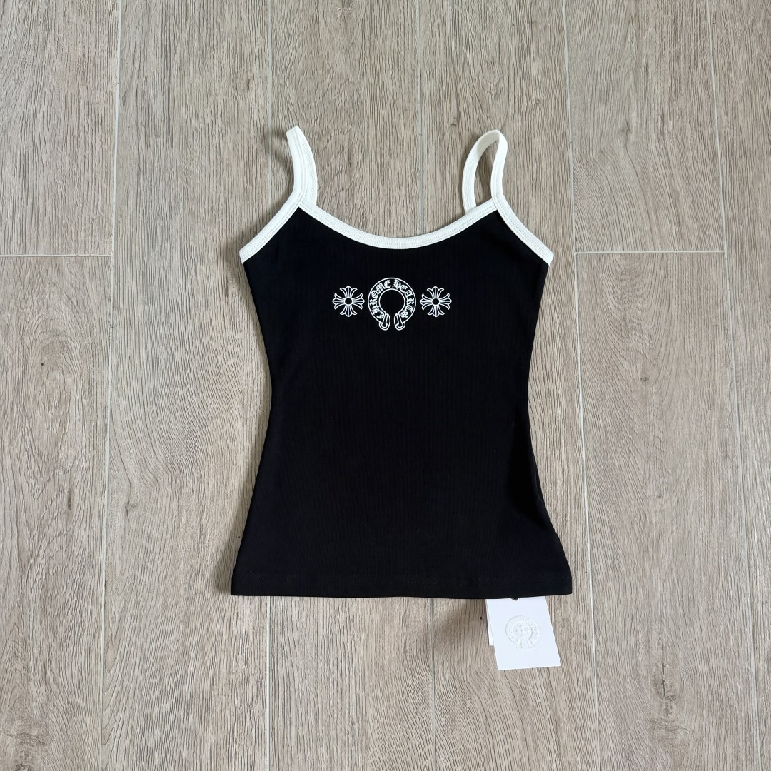 Chrome Hearts CH 女款 复古 横幅十字架 马蹄 弹性 吊带背心 短款