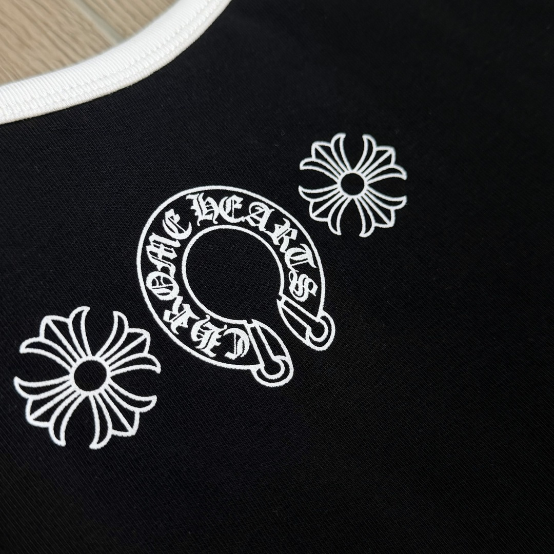 Chrome Hearts CH 女款 复古 横幅十字架 马蹄 弹性 吊带背心 短款