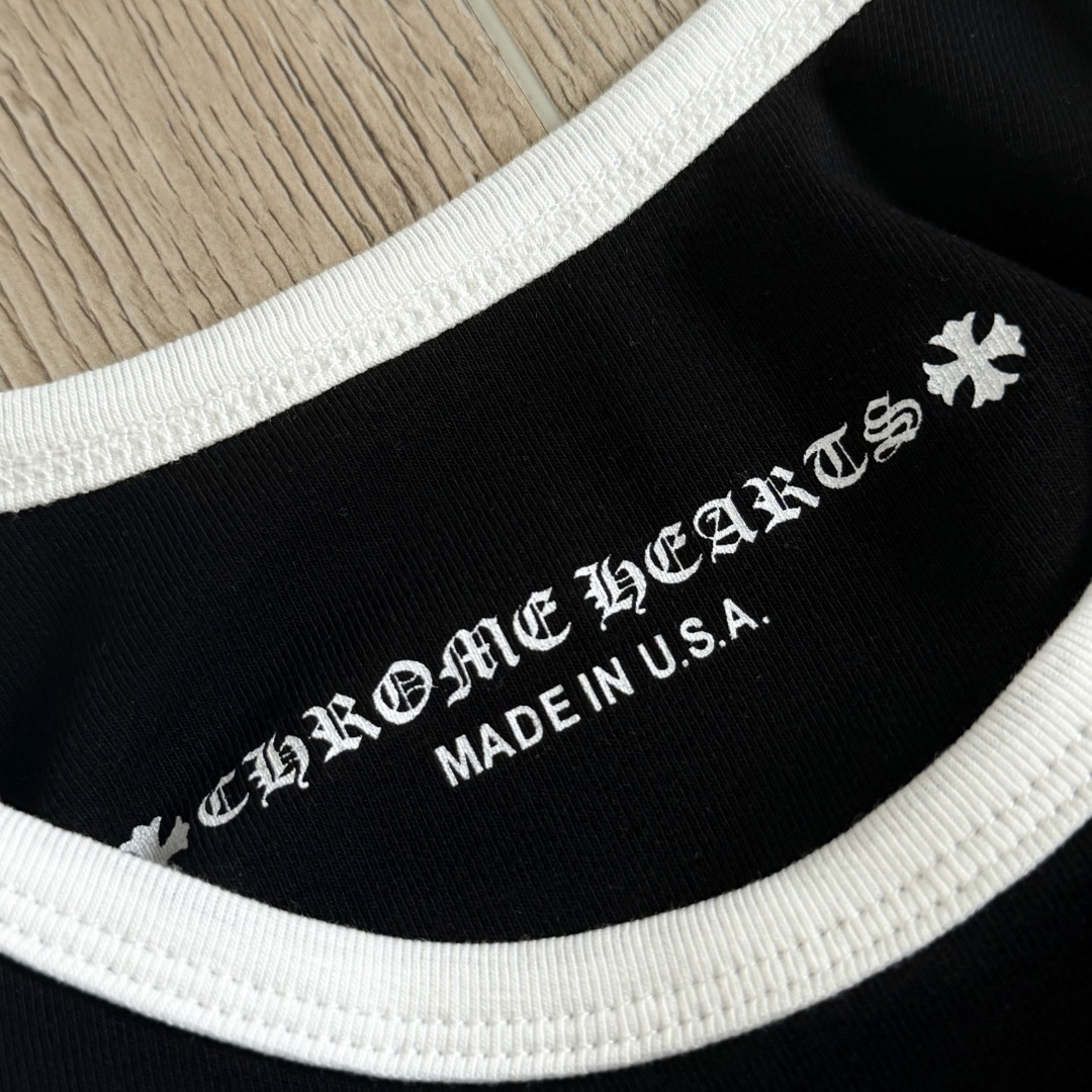 Chrome Hearts CH 女款 复古 横幅十字架 马蹄 弹性 吊带背心 短款