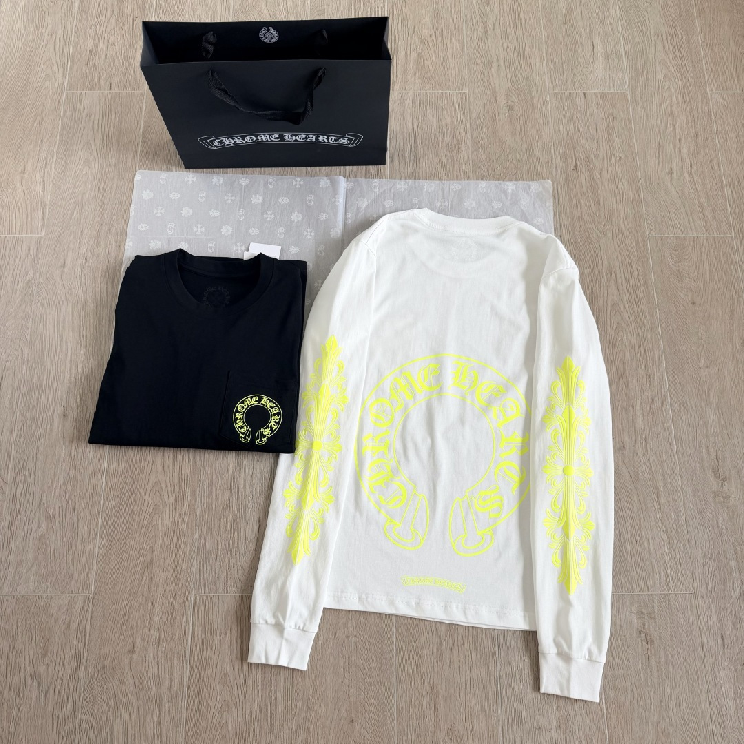 Chrome Hearts 克罗心 CH  长袖 T恤  荧光绿 马蹄 十字花 