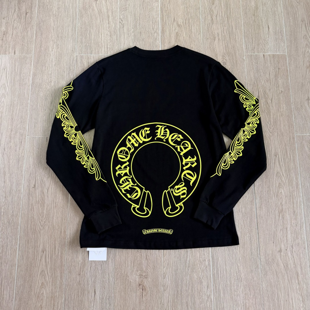 Chrome Hearts 克罗心 CH  长袖 T恤  荧光绿 马蹄 十字花 