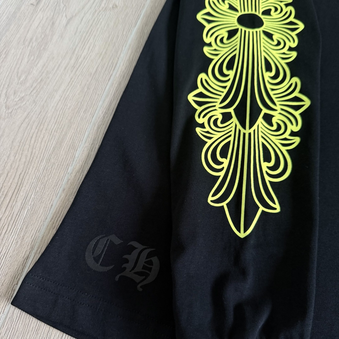 Chrome Hearts 克罗心 CH  长袖 T恤  荧光绿 马蹄 十字花 