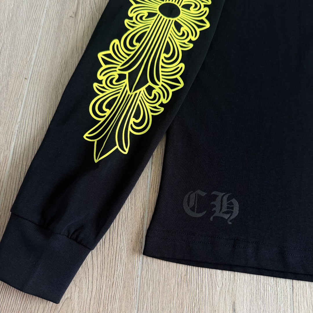 Chrome Hearts 克罗心 CH  长袖 T恤  荧光绿 马蹄 十字花 
