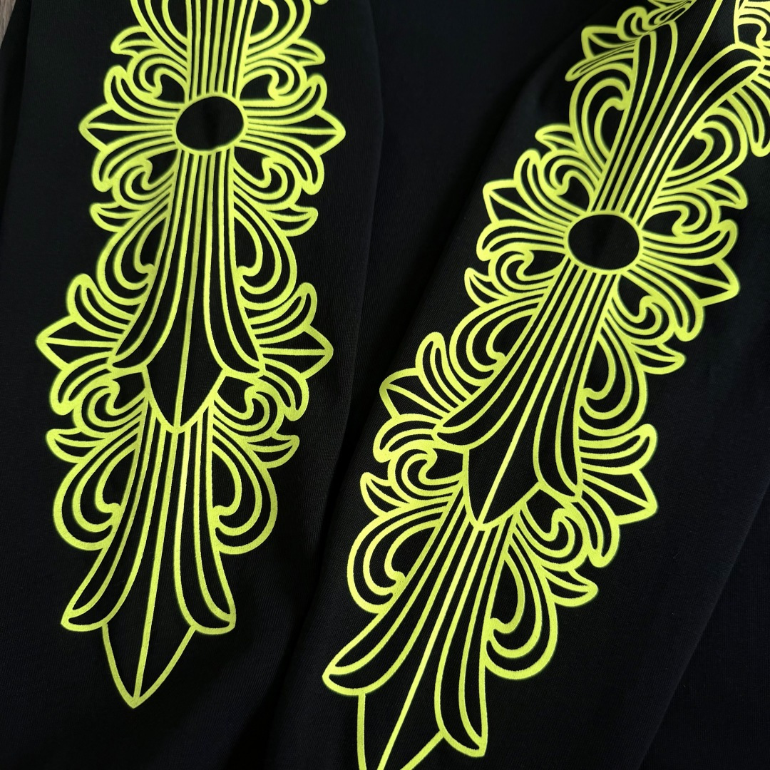 Chrome Hearts 克罗心 CH  长袖 T恤  荧光绿 马蹄 十字花 