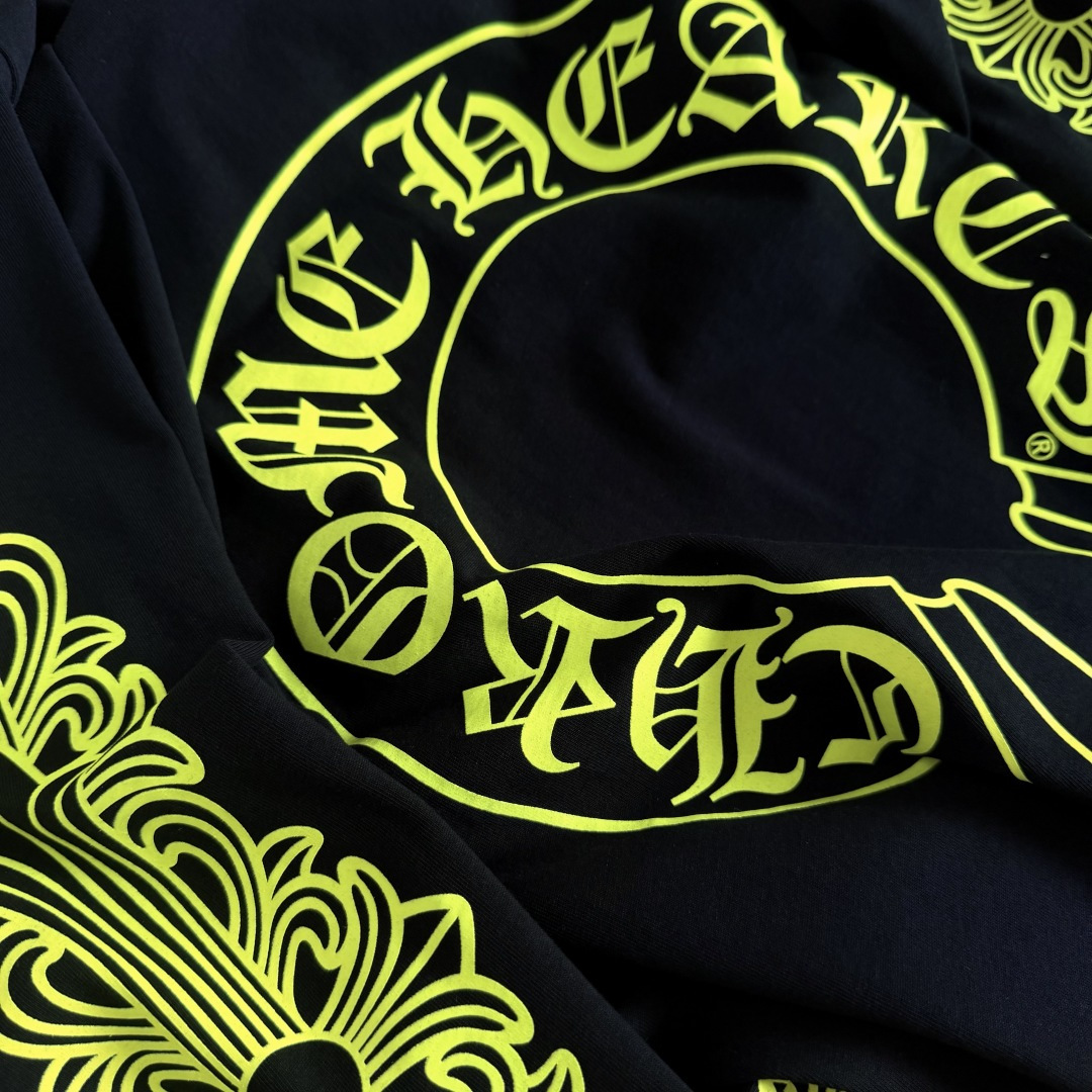 Chrome Hearts 克罗心 CH  长袖 T恤  荧光绿 马蹄 十字花 