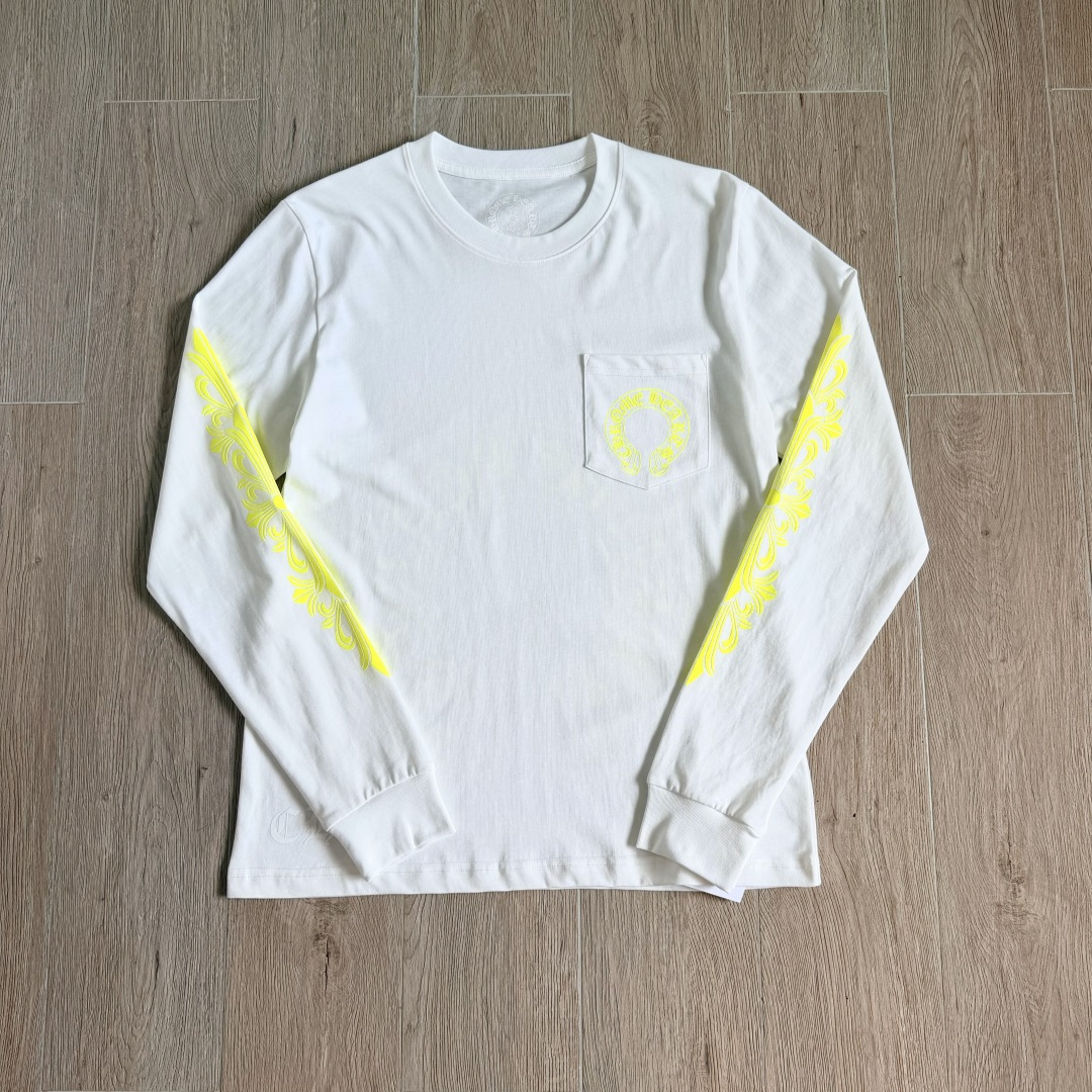 Chrome Hearts 克罗心 CH  长袖 T恤  荧光绿 马蹄 十字花 