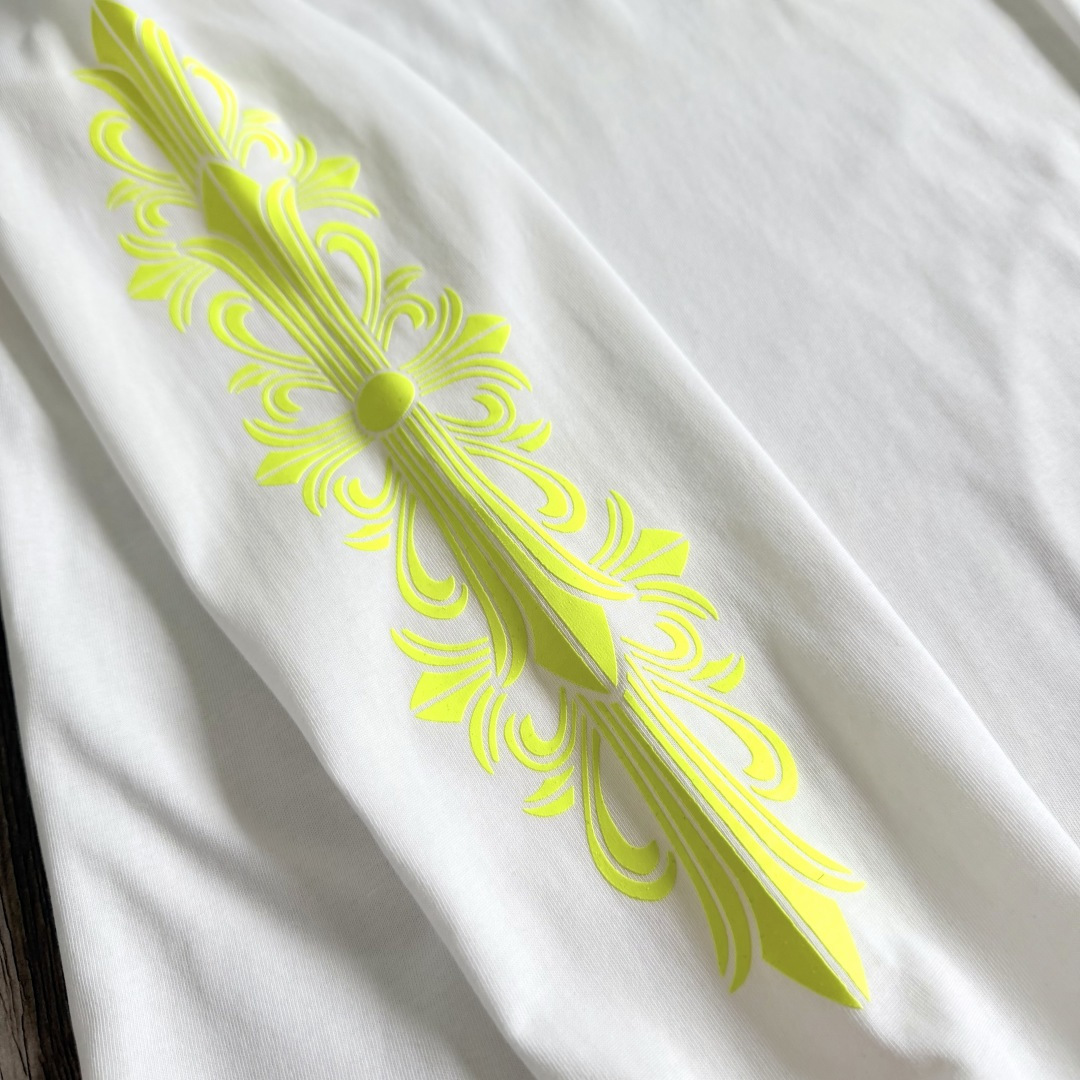 Chrome Hearts 克罗心 CH  长袖 T恤  荧光绿 马蹄 十字花 