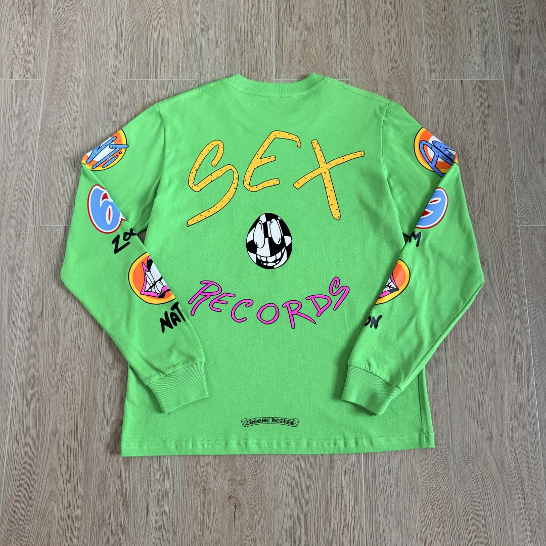 Chrome Hearts 克罗心 CH  长袖 T恤 mattyboy sex records 展会限定 绿色