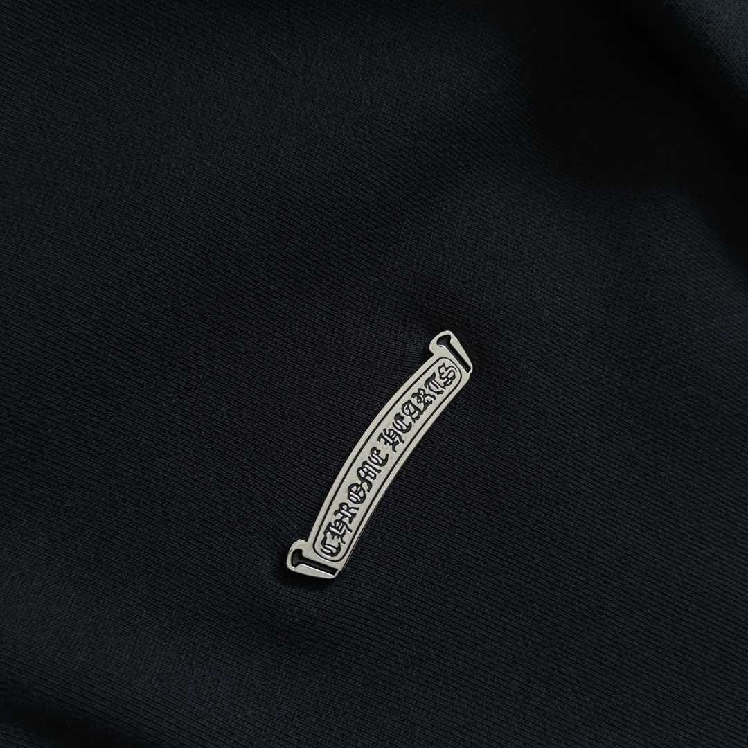 Chrome Hearts 克罗心 CH 内里线圈 卫衣 半拉链 胸前金属logo 黑色