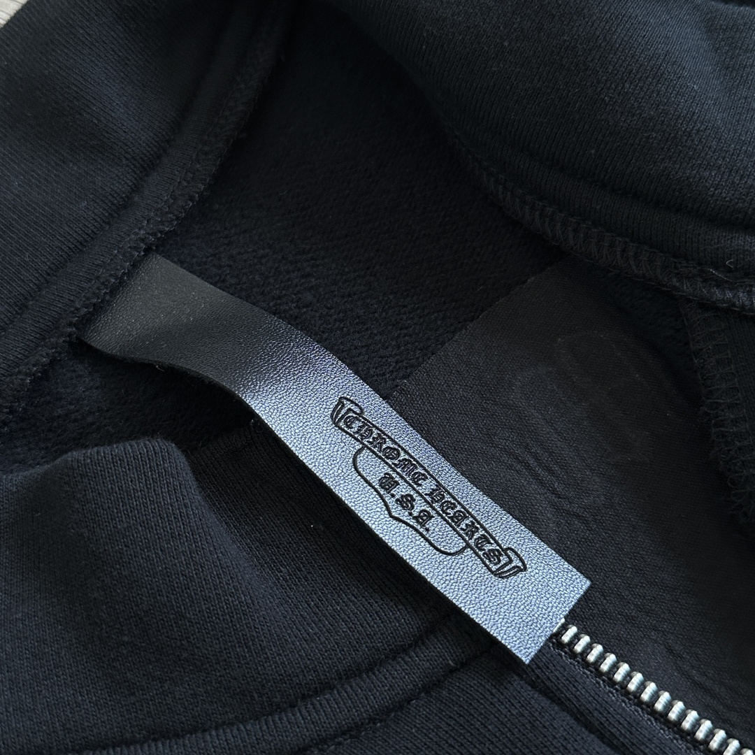 Chrome Hearts 克罗心 CH 内里线圈 卫衣 半拉链 胸前金属logo 黑色