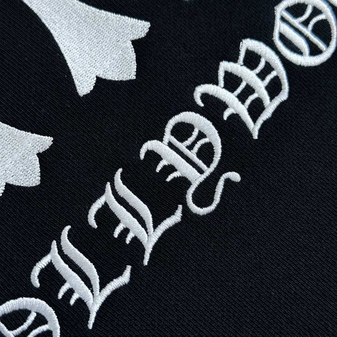 Chrome Hearts 克罗心 CH 内里线圈 卫衣 半拉链 胸前金属logo 黑色