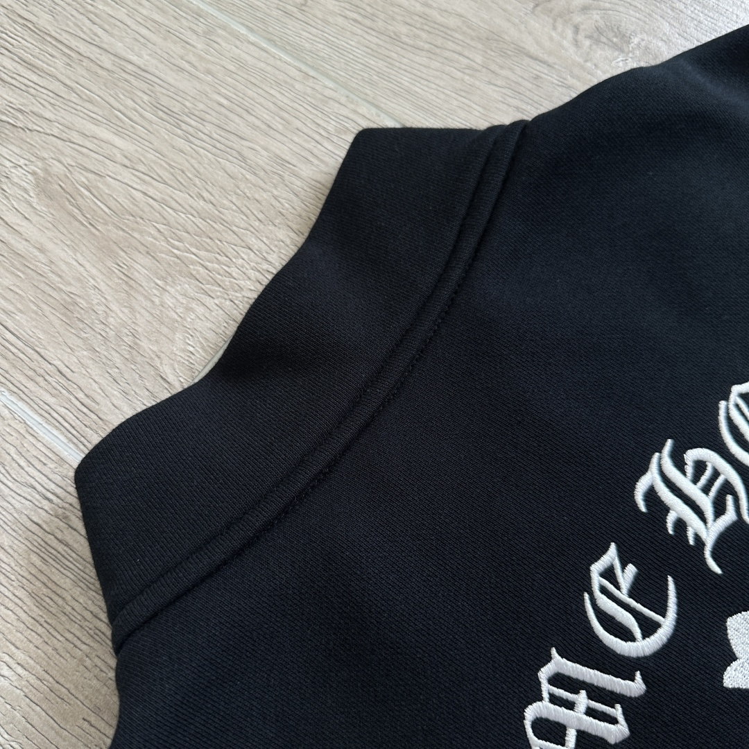 Chrome Hearts 克罗心 CH 内里线圈 卫衣 半拉链 胸前金属logo 黑色