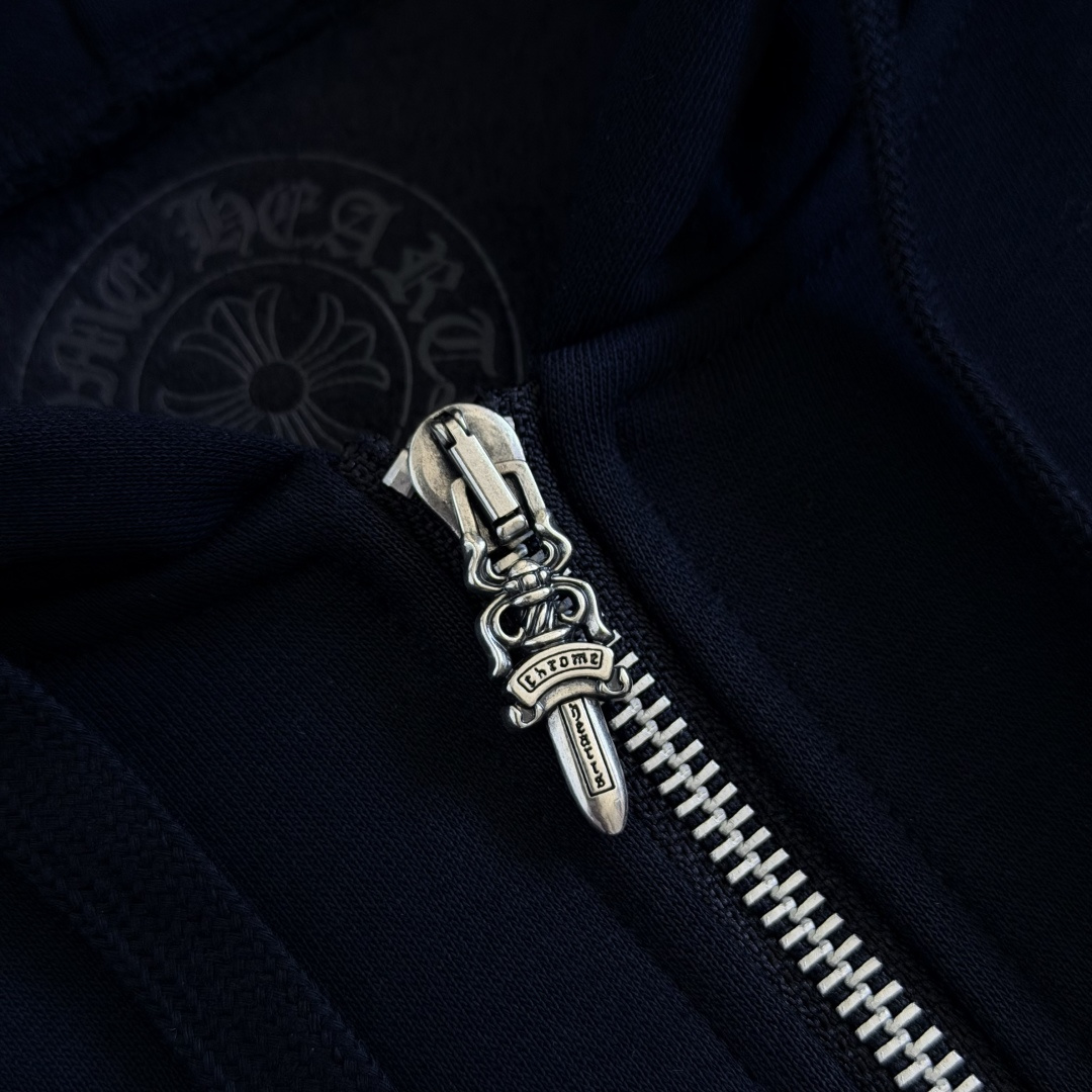 925纯银 Chrome Hearts CH克罗心 经典 印花 拉链卫衣 外套  男女同款 黑色 荧光绿 马蹄 十字 A5  
