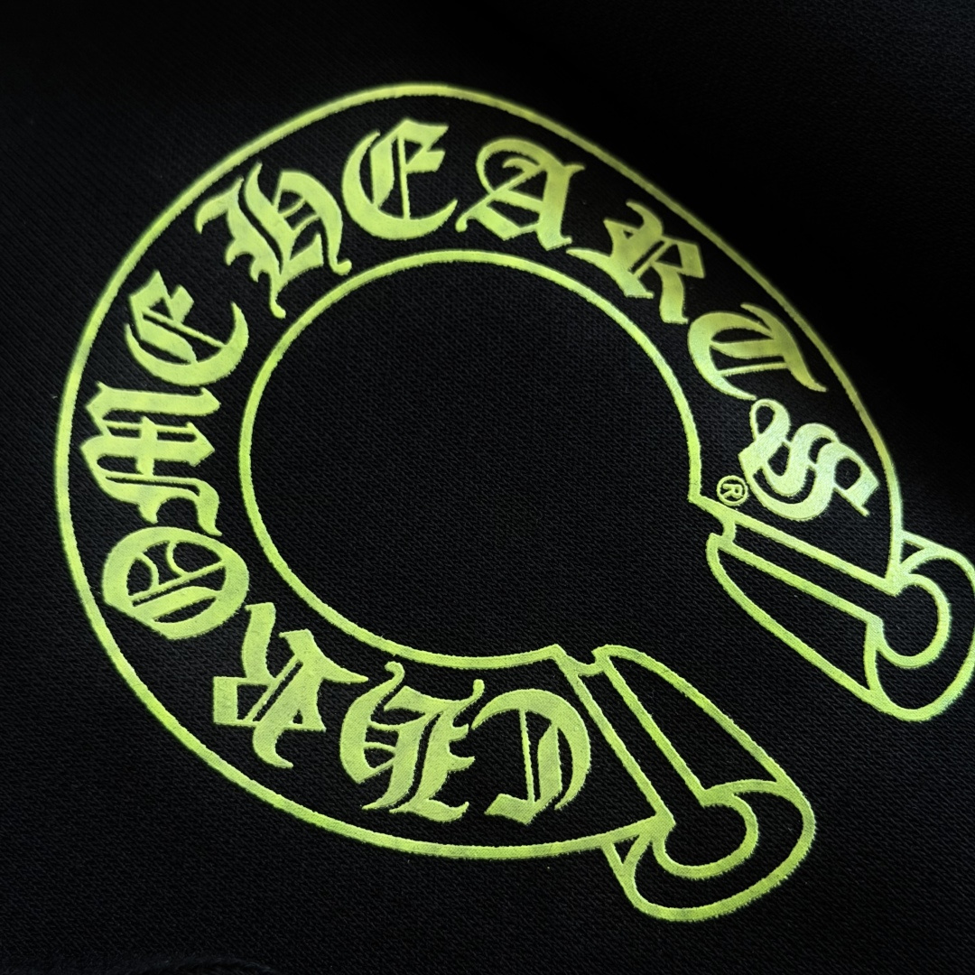 925纯银 Chrome Hearts CH克罗心 经典 印花 拉链卫衣 外套  男女同款 黑色 荧光绿 马蹄 十字 A5  