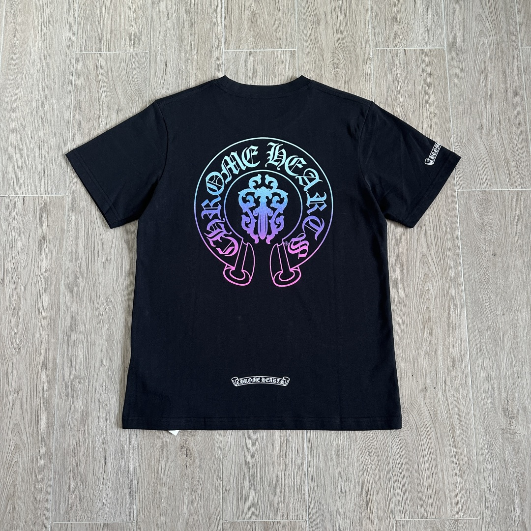 Chrome Hearts CH 克罗心  圆领短袖 T恤 宝剑 渐变 马蹄 A0 白色 黑色