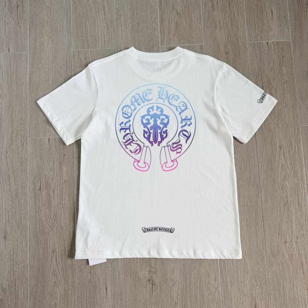 Chrome Hearts CH 克罗心  圆领短袖 T恤 宝剑 渐变 马蹄 A0 白色 黑色