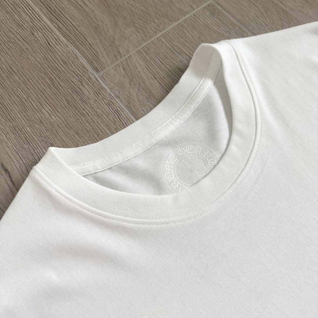 Chrome Hearts CH 克罗心  圆领短袖 T恤 侧面卷轴梵文 后背马蹄 A0 白色 黑色