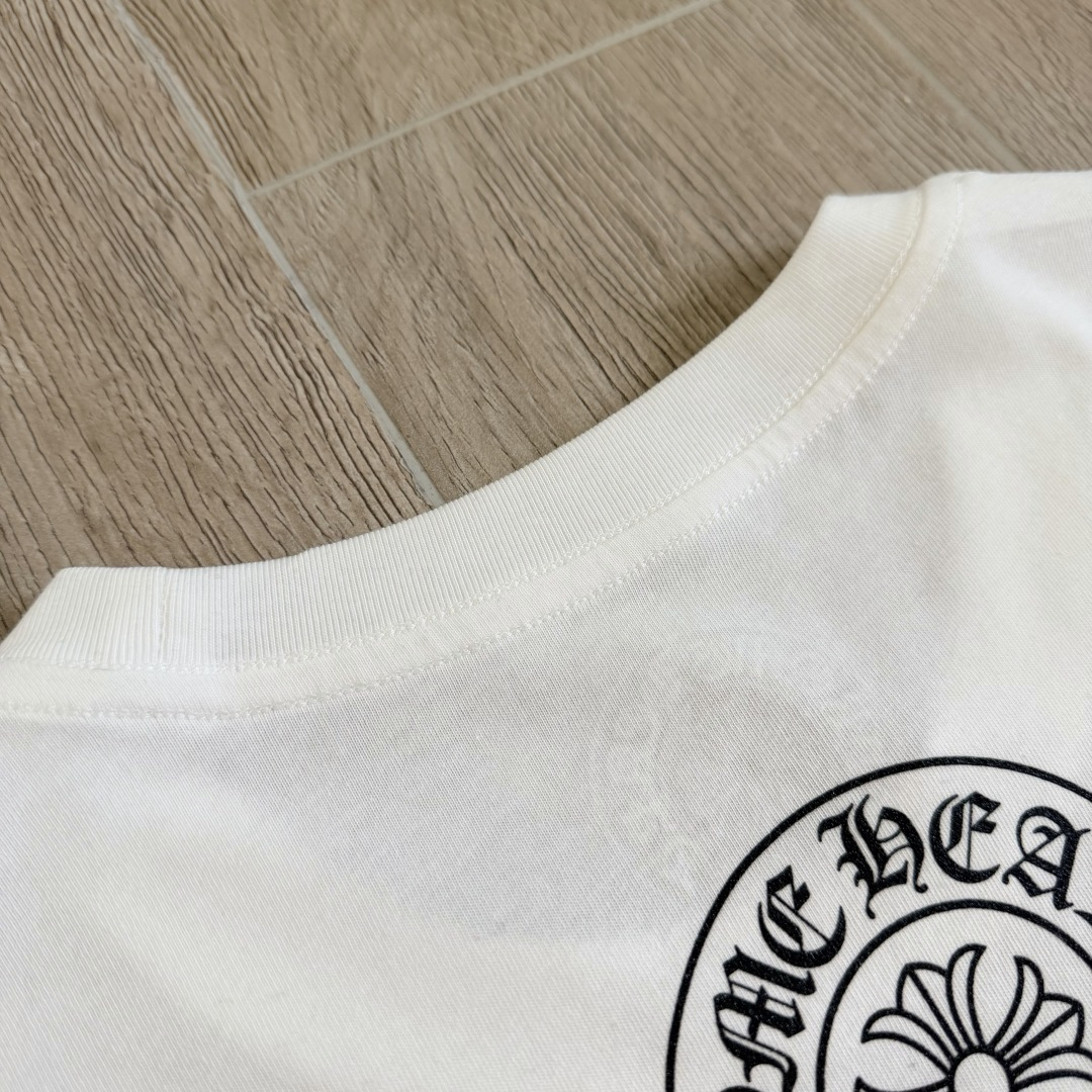 Chrome Hearts CH 克罗心  圆领短袖 T恤 侧面卷轴梵文 后背马蹄 A0 白色 黑色