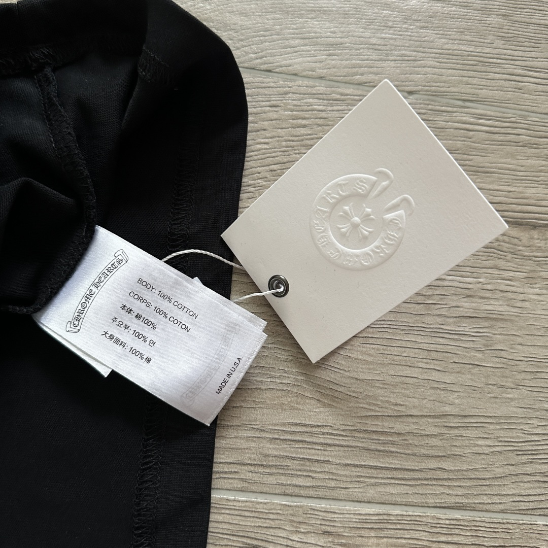 Chrome Hearts CH 克罗心  圆领短袖 T恤 十字架马蹄美国国旗 黑色 A0  
