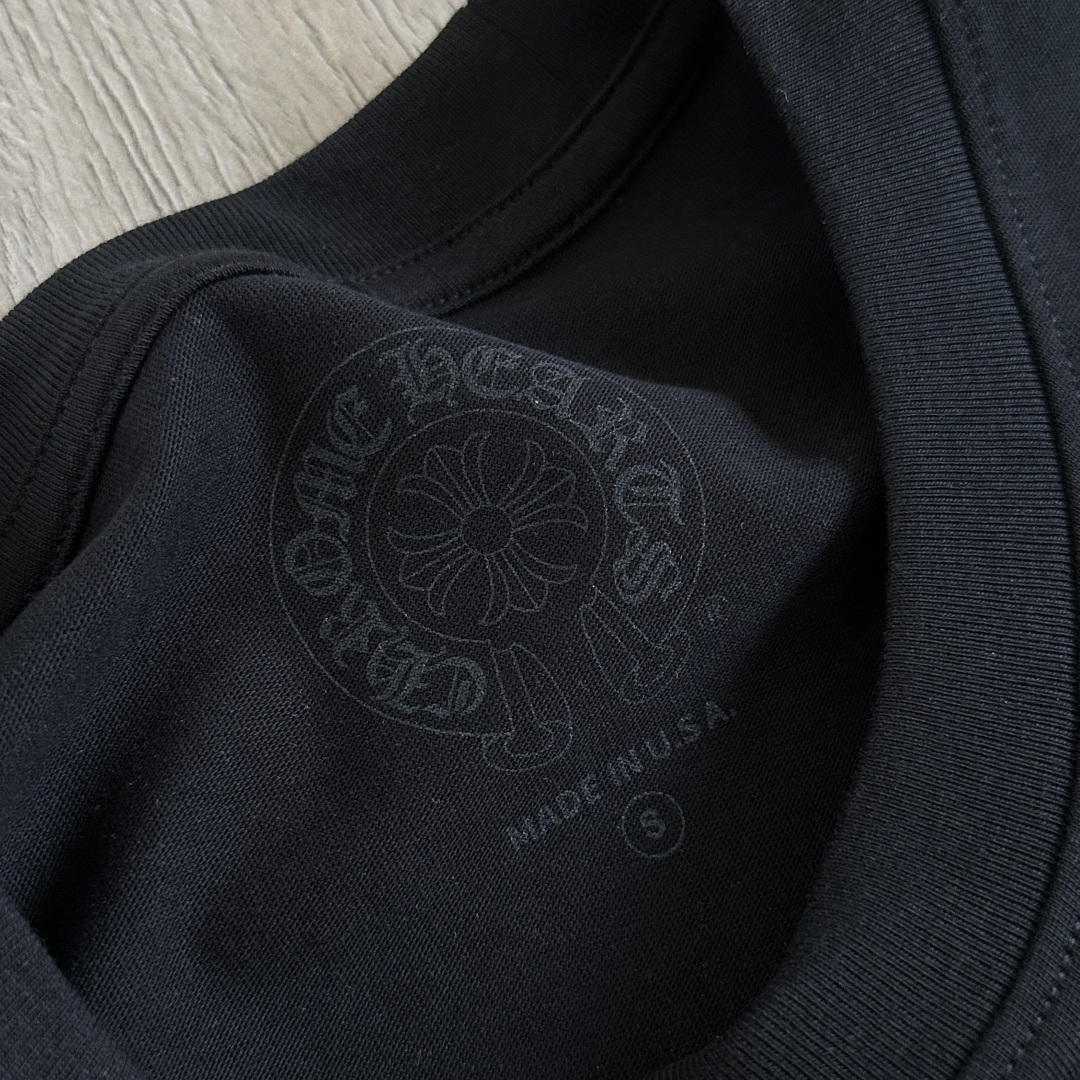 Chrome Hearts CH 克罗心  圆领短袖 T恤 十字架马蹄美国国旗 黑色 A0  